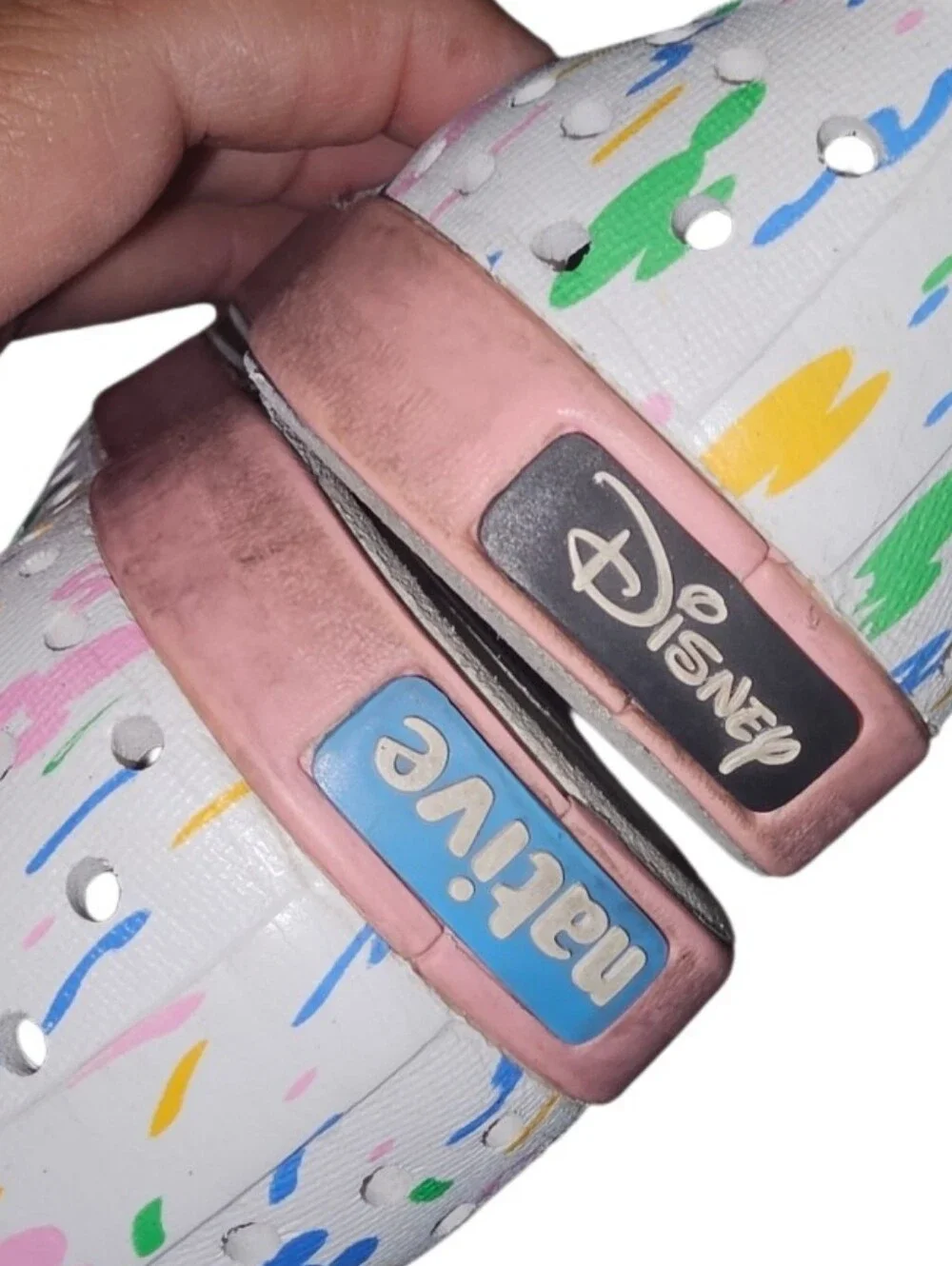Native Kids White Slip-On Shoes with Pink Toe Cap